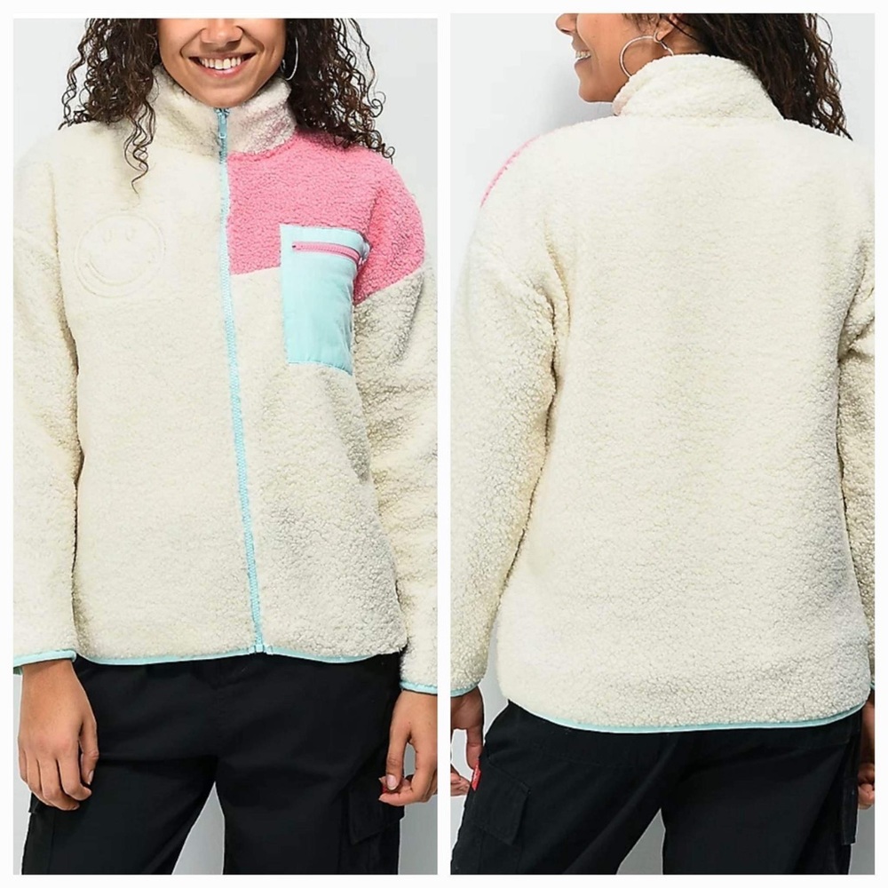 Samii Ryan x Smiley Sherpa Natural Zip Jacket